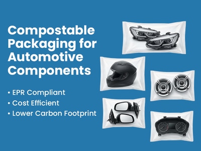 Compostable packaging for automotive plastic components.