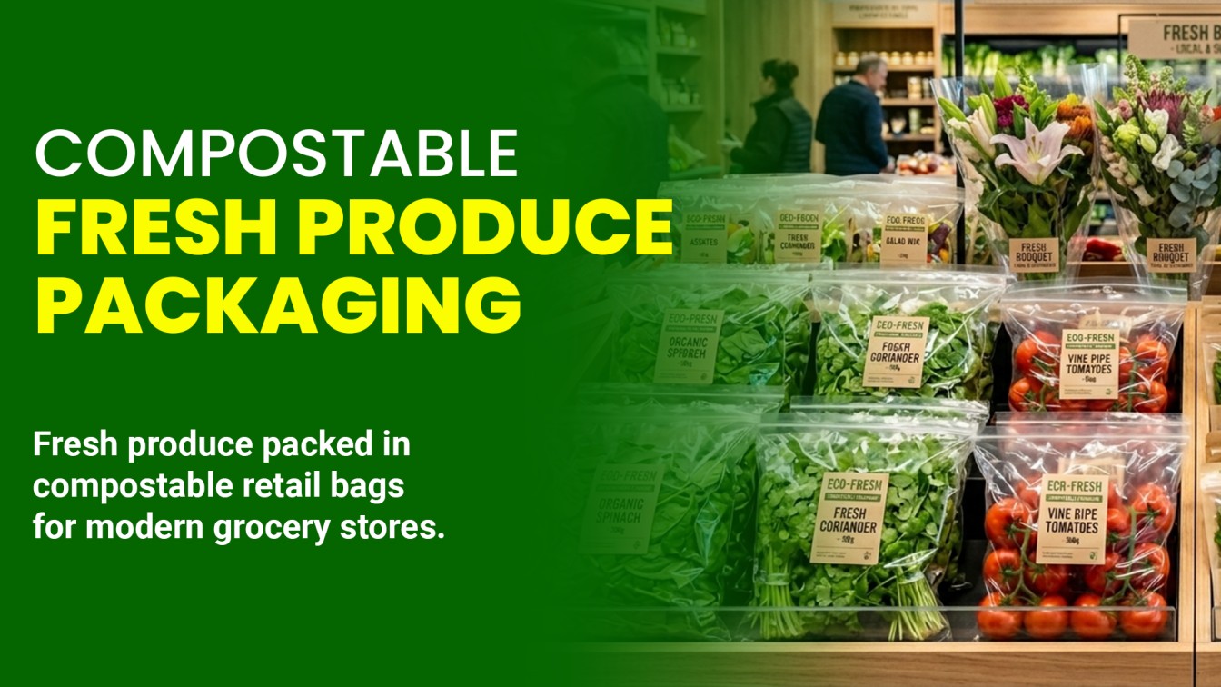 compostable retail bags for fresh produce packaging in supermarkets